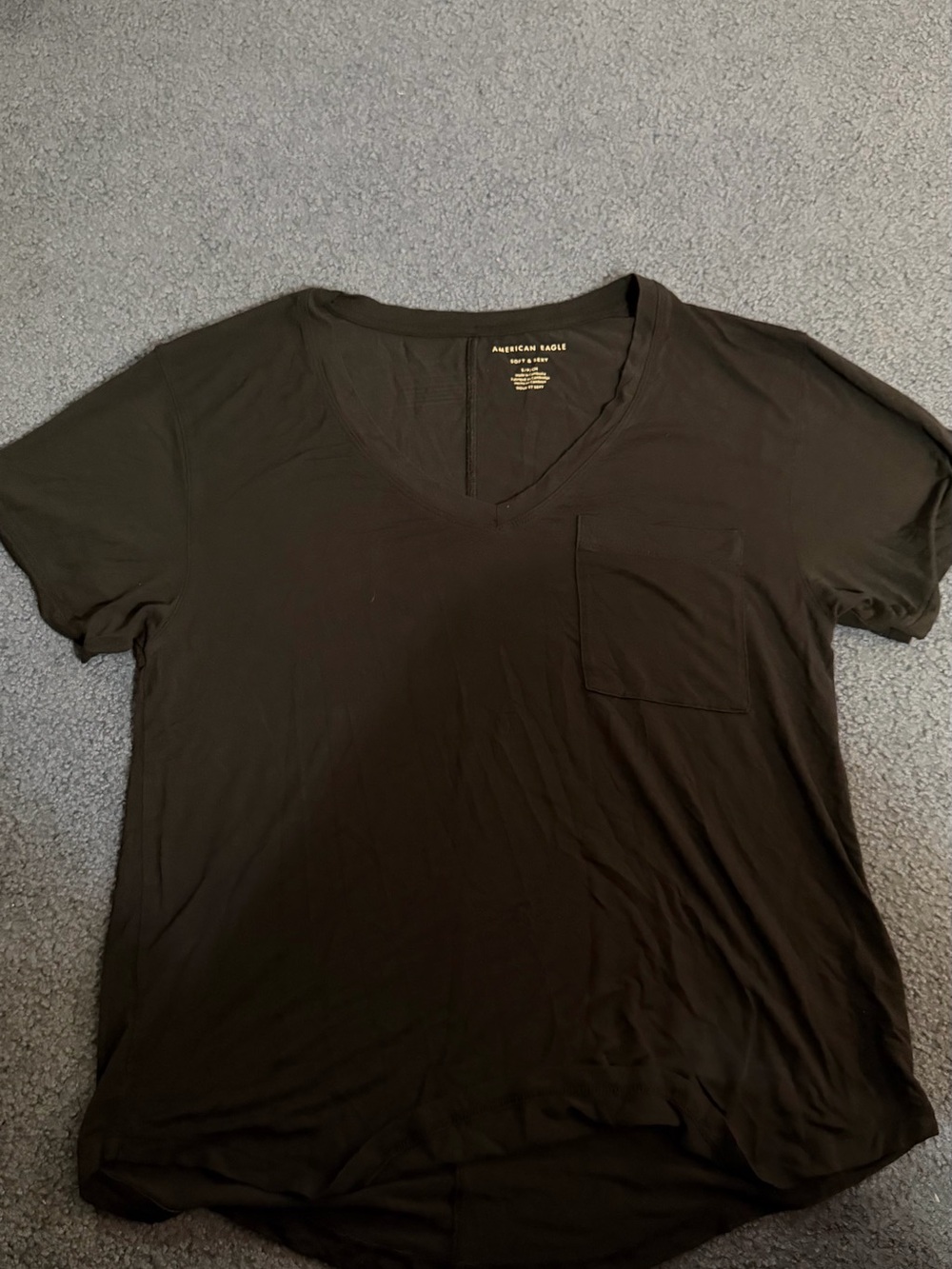American Eagle Outfitters Women's Black V-Neck Pocket Tee - Solid Black